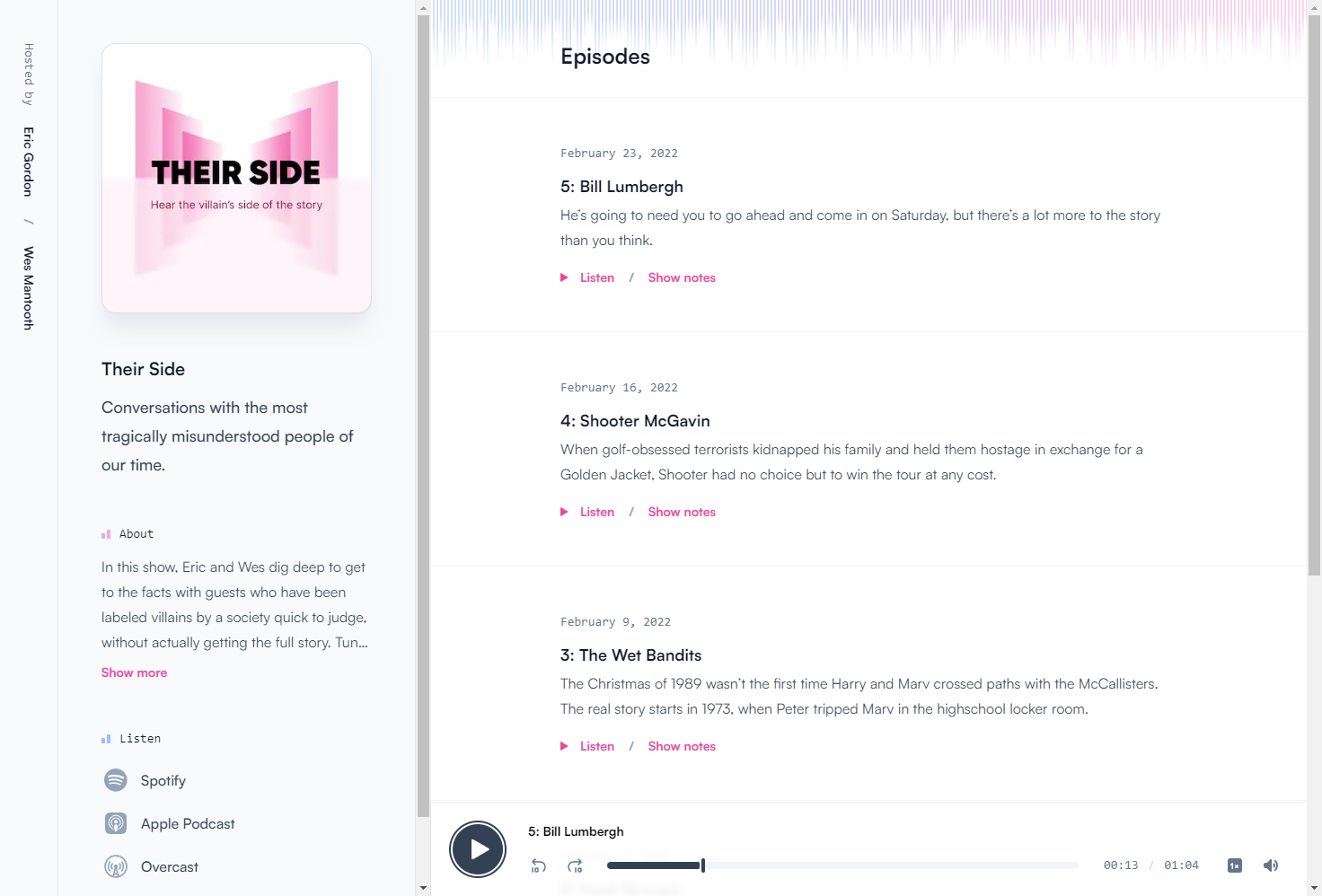 Podcast design desktop screenshot